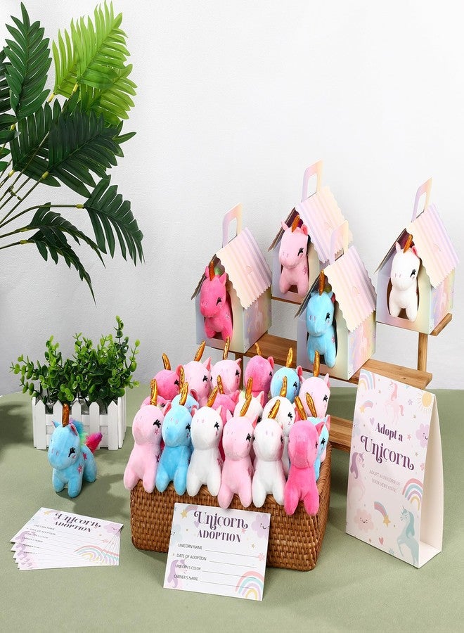 Blueweenly 73 Pcs Adopt a Unicorn Party Favors Set for Girl Mini Plush Unicorn Stuffed Animal Gift Box Adoption Card 1 Animal Sign with Carton House for Adopt Pet Party Birthday (Cute) - Image 3